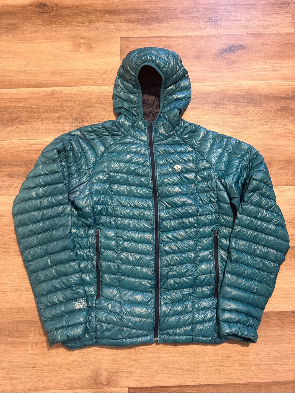 Mountain Hardwear Down Hooded Puffer Jacket Men’s Green Teal Size Medium